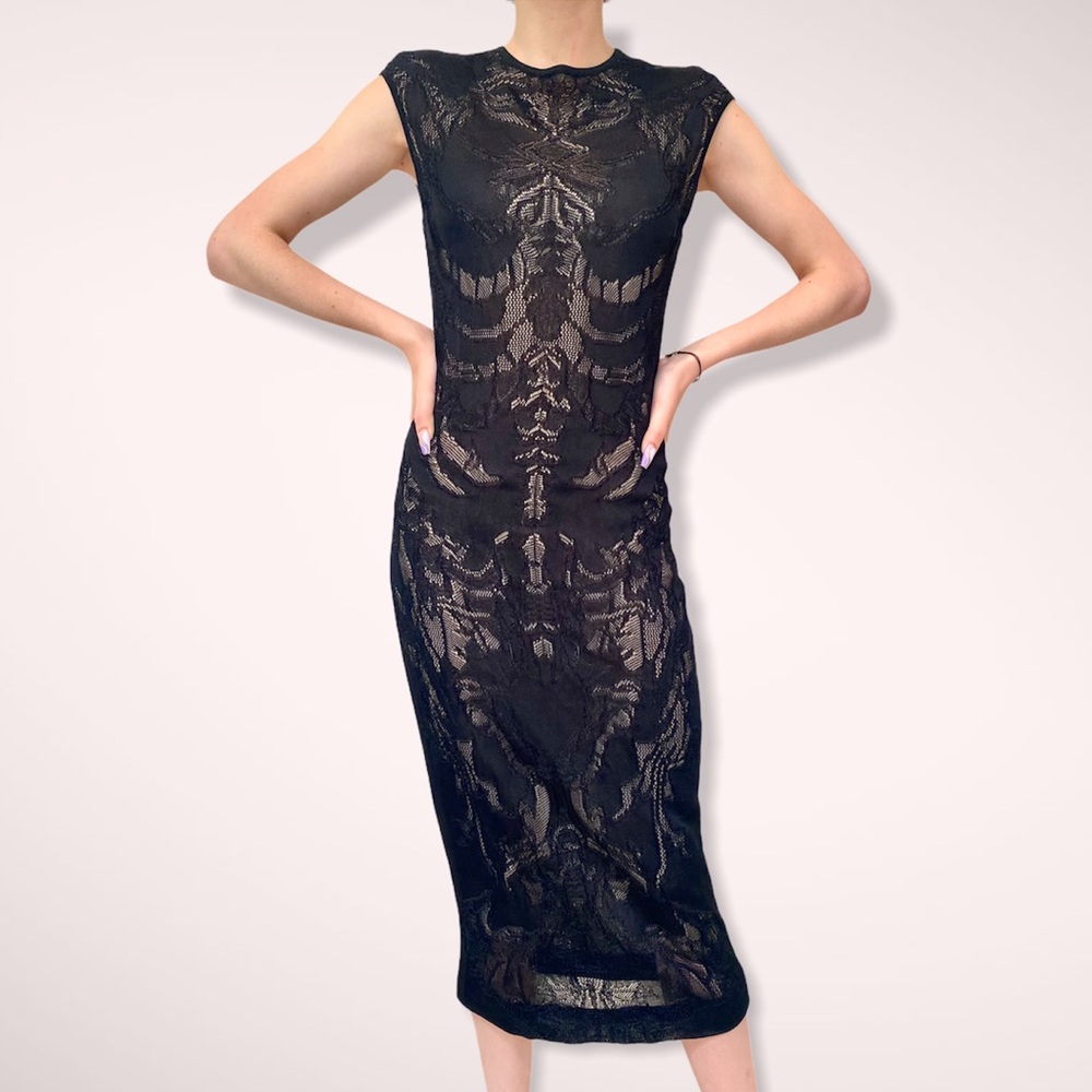 Alexander McQueen black lace cocktail dress